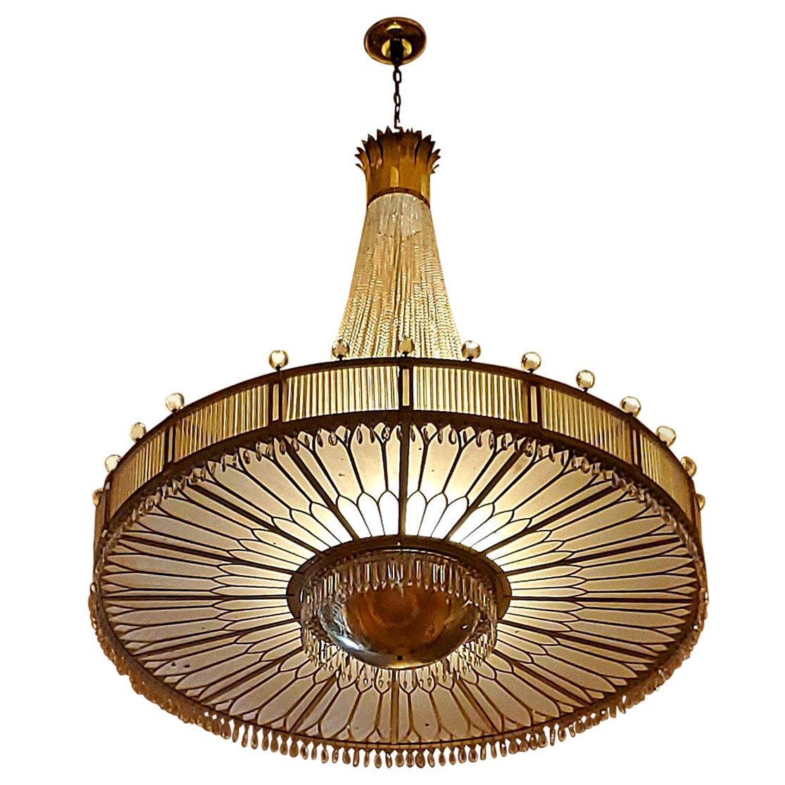 Monumental Midcentury Art Deco Style Ballroom Chandelier with Provenance For Sale