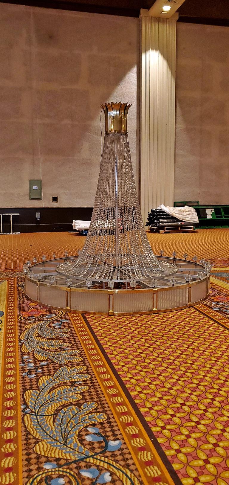 Monumental Midcentury Art Deco Style Ballroom Chandelier with Provenance In Good Condition For Sale In Dallas, TX