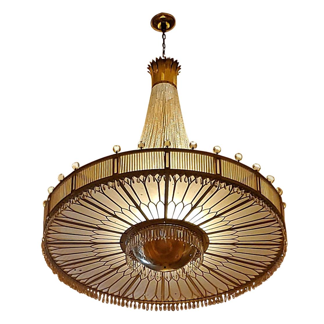 Monumental Midcentury Art Deco Style Ballroom Chandelier with Provenance For Sale