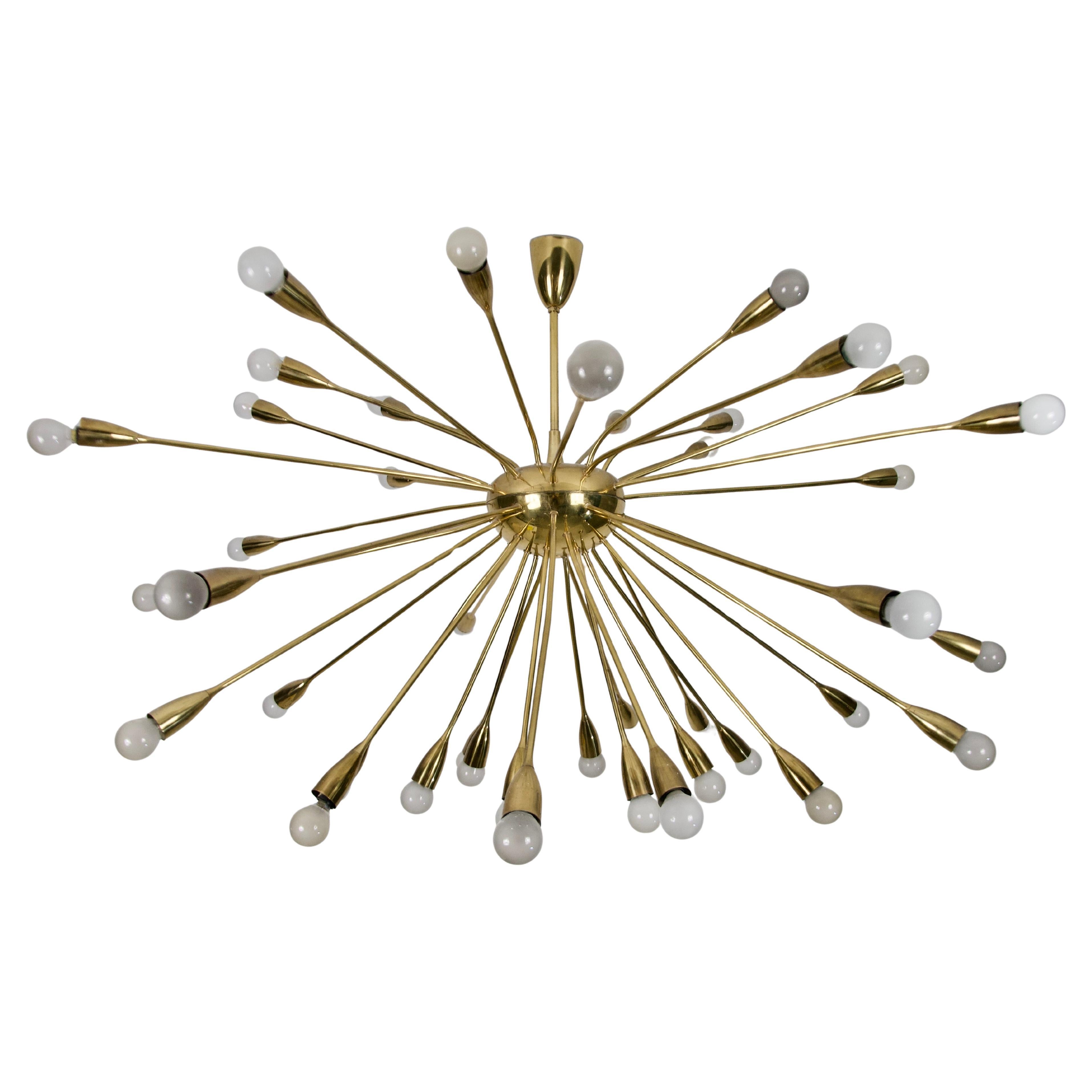 Monumental Mid-Century Brass Sputnik Chandelier, 1950s, Germany