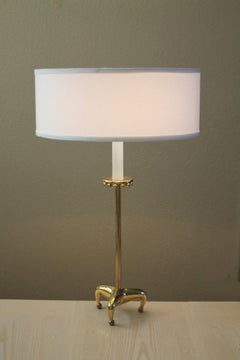 Monumental Mid Century Brass Tripod Table Lamp! Claw Foot Decorator Stiffel