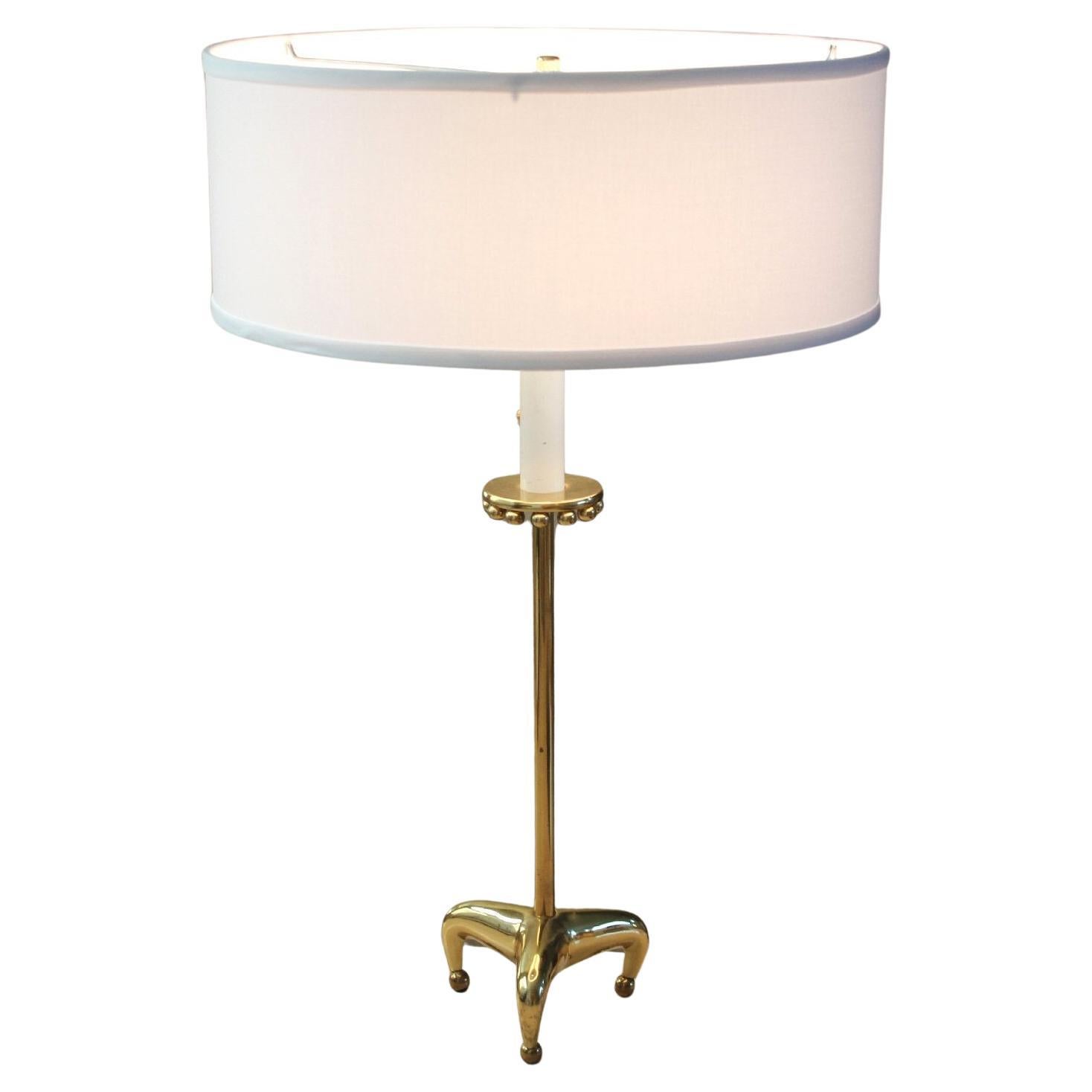 Monumental Mid Century Brass Tripod Table Lamp! Claw Foot Decorator Stiffel  For Sale
