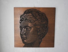 Monumental Mid-Century Carved Op Art Relief Portrait, 1960s