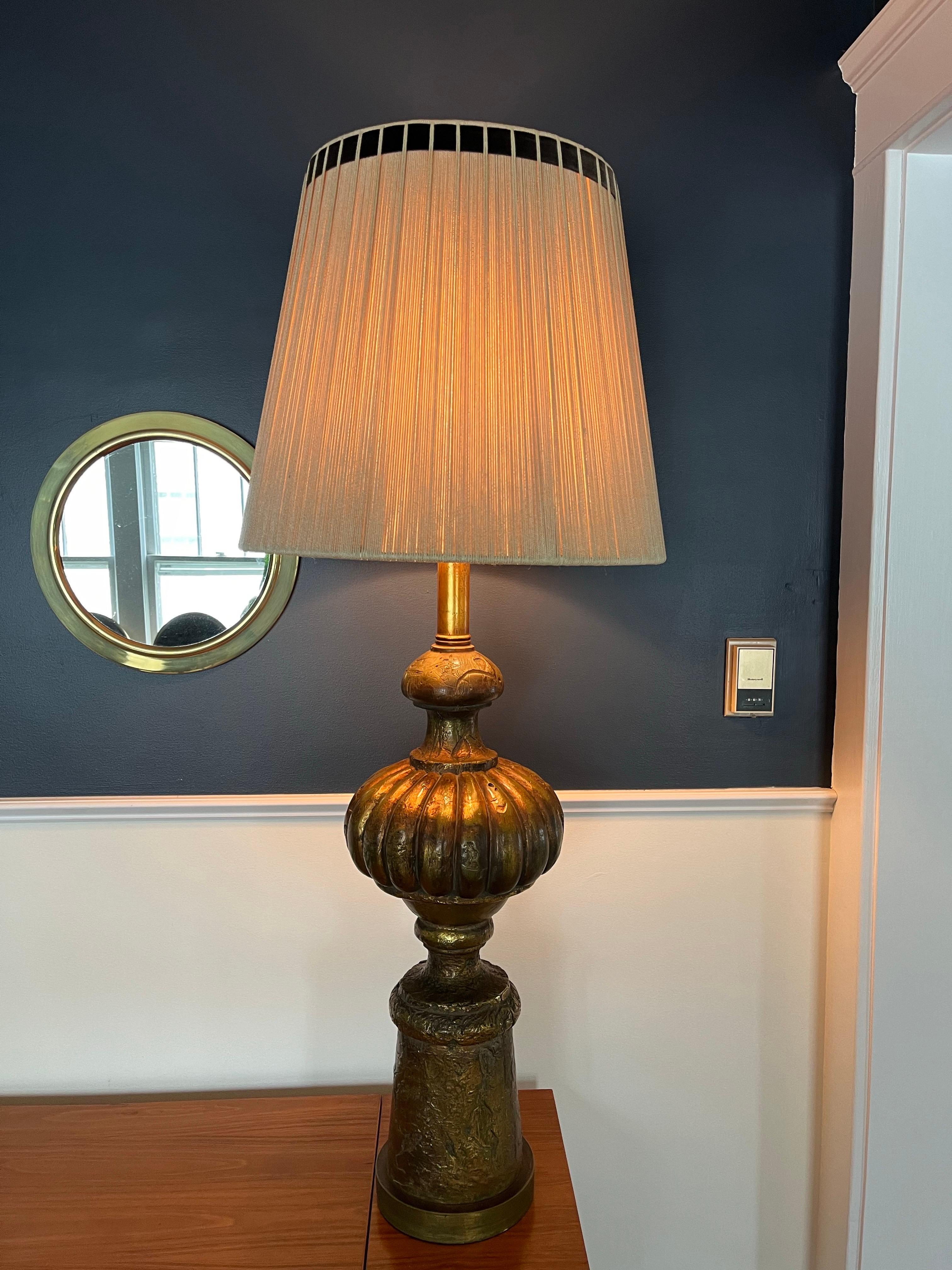 Gesso Monumental Mid Century Chapman Sculptural Lamp For Sale