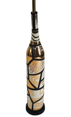 Monumental Mid Century Cubist Modern Table Lamp or Floor Lamp by Marbro in Gold