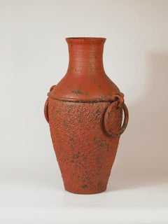Vaso da pavimento monumentale in stile Mid-Century "Fat Lava", con rara decorazione in ceramica fatta a mano e rimovibile