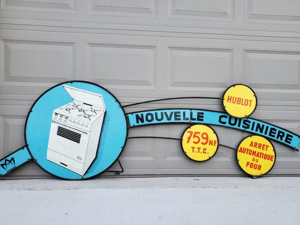 Monumental Mid-Century French Nouvelle Cuisiniere Advertising Sign In Good Condition For Sale In Forney, TX