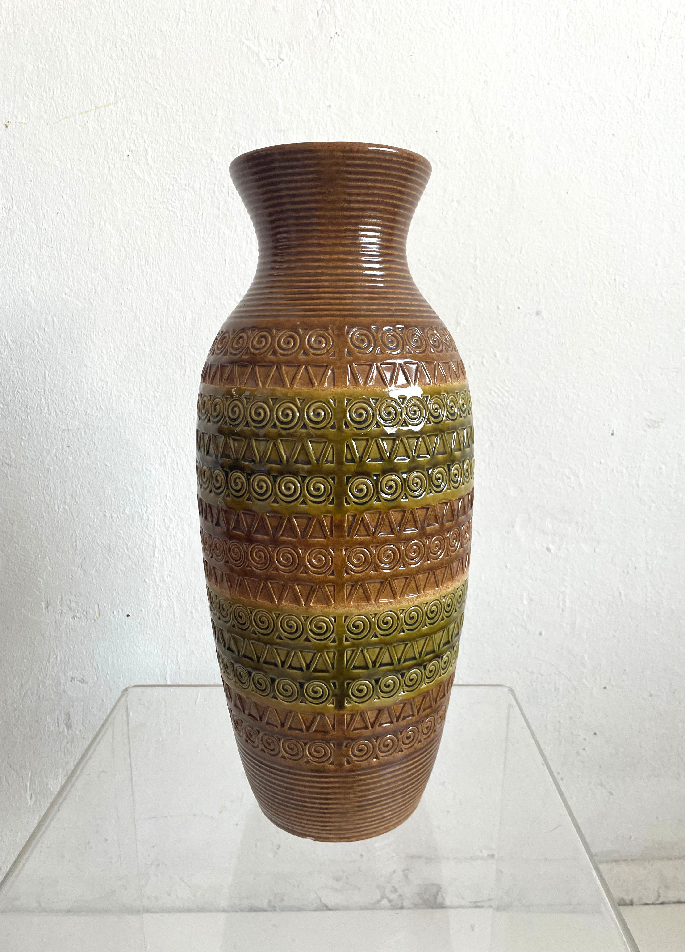 Monumental Mid Century German Pottery XL Floor Vase, Bitossi Style, 1960s 1970s 4