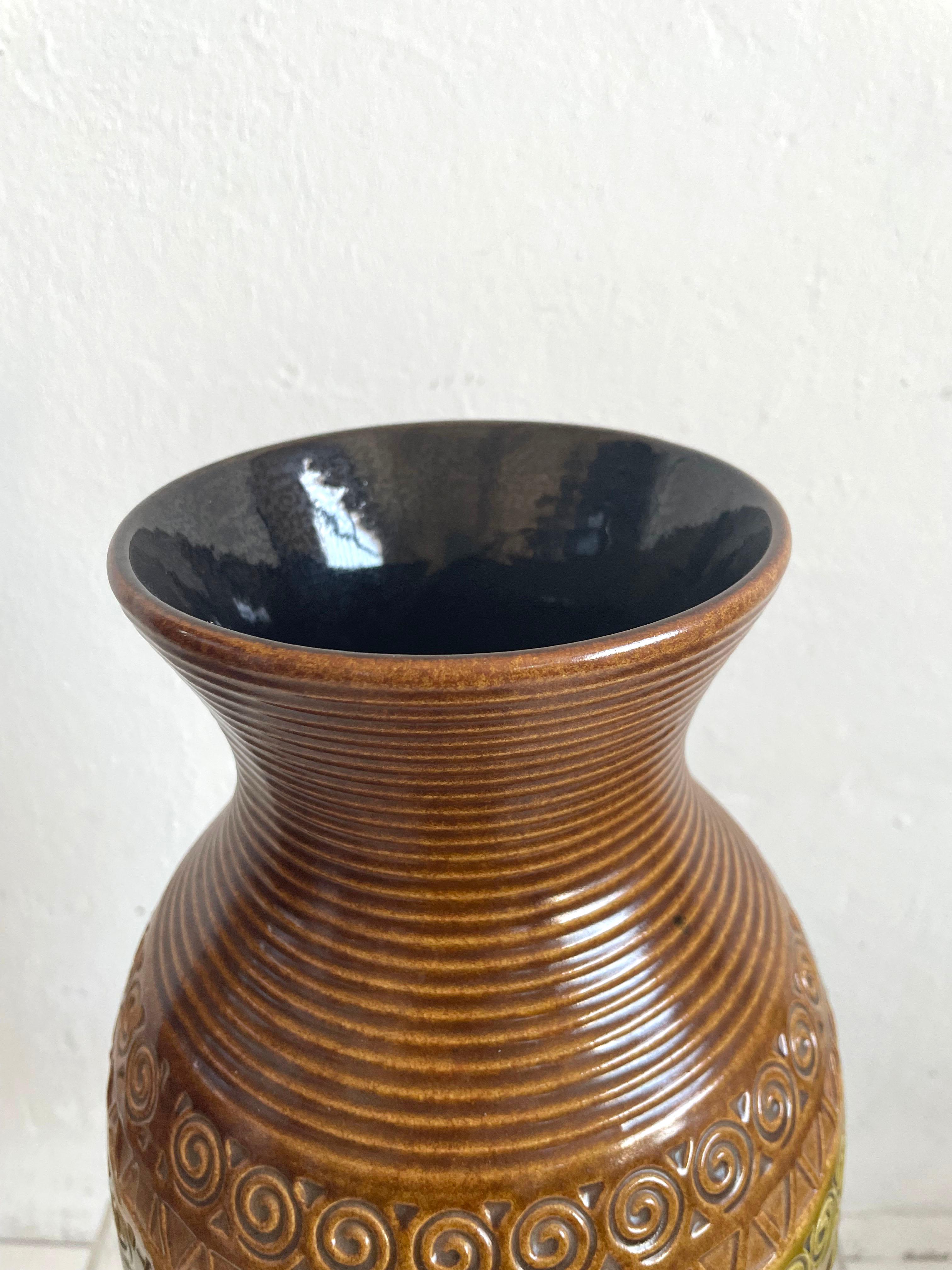 Ceramic Monumental Mid Century German Pottery XL Floor Vase, Bitossi Style, 1960s 1970s