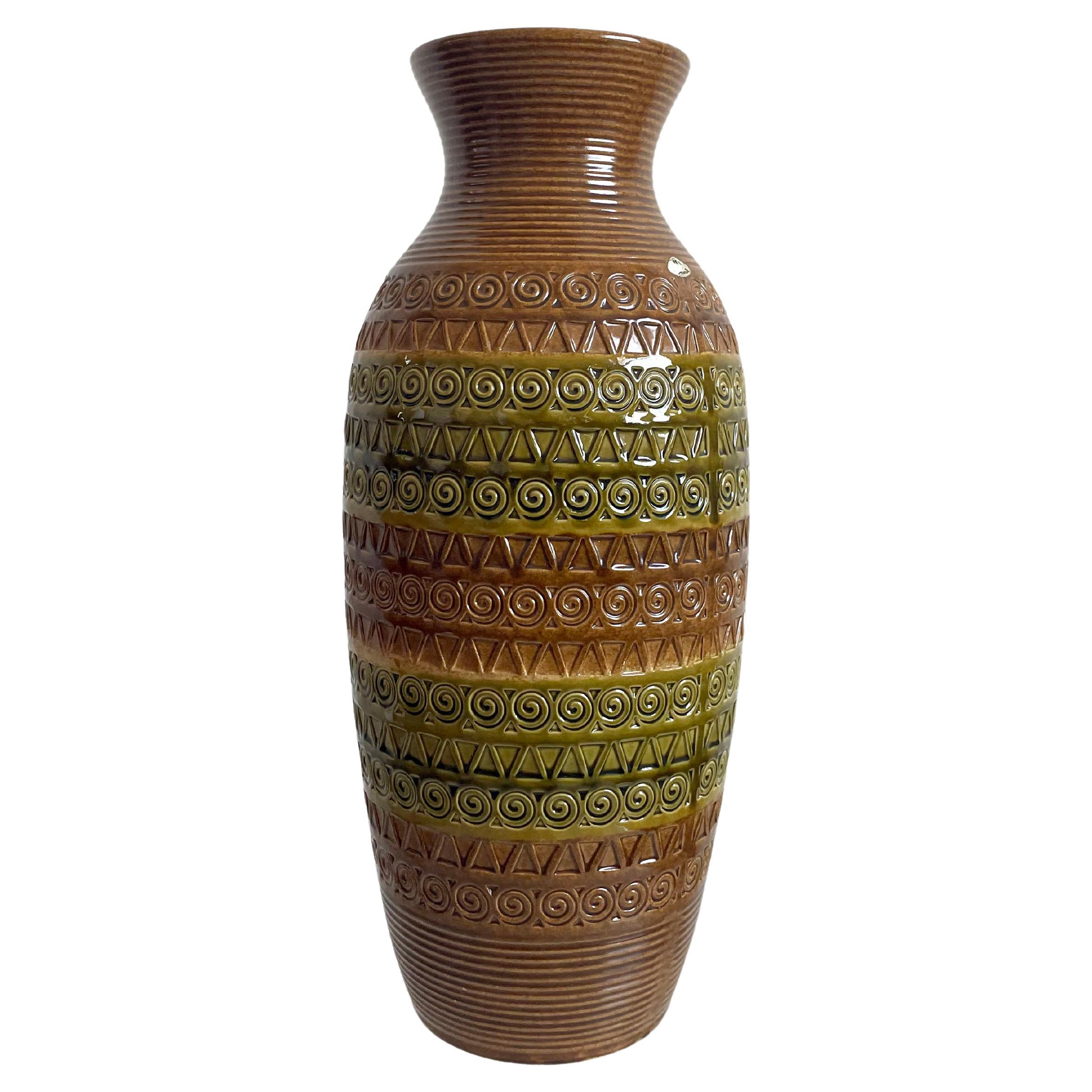 Monumental Mid Century German Pottery XL Floor Vase, Bitossi Style, 1960s 1970s