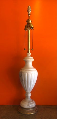 Monumental Midcentury Hand Carved Marble Table Lamp by Marbro Lamp Company