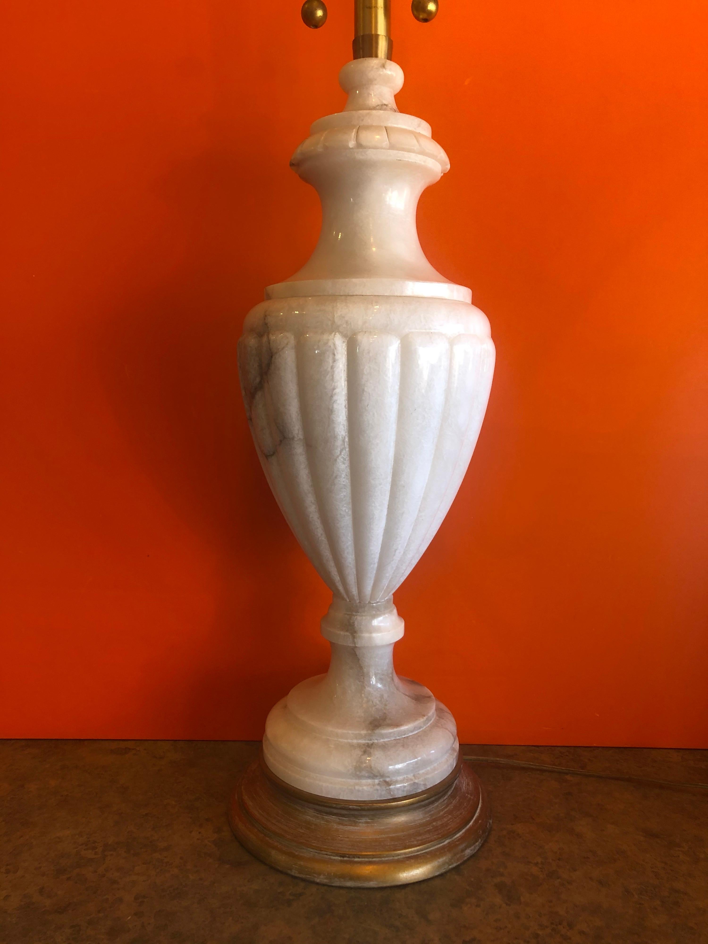 Hand-Carved Monumental Midcentury Hand Carved Marble Table Lamp by Marbro Lamp Company For Sale