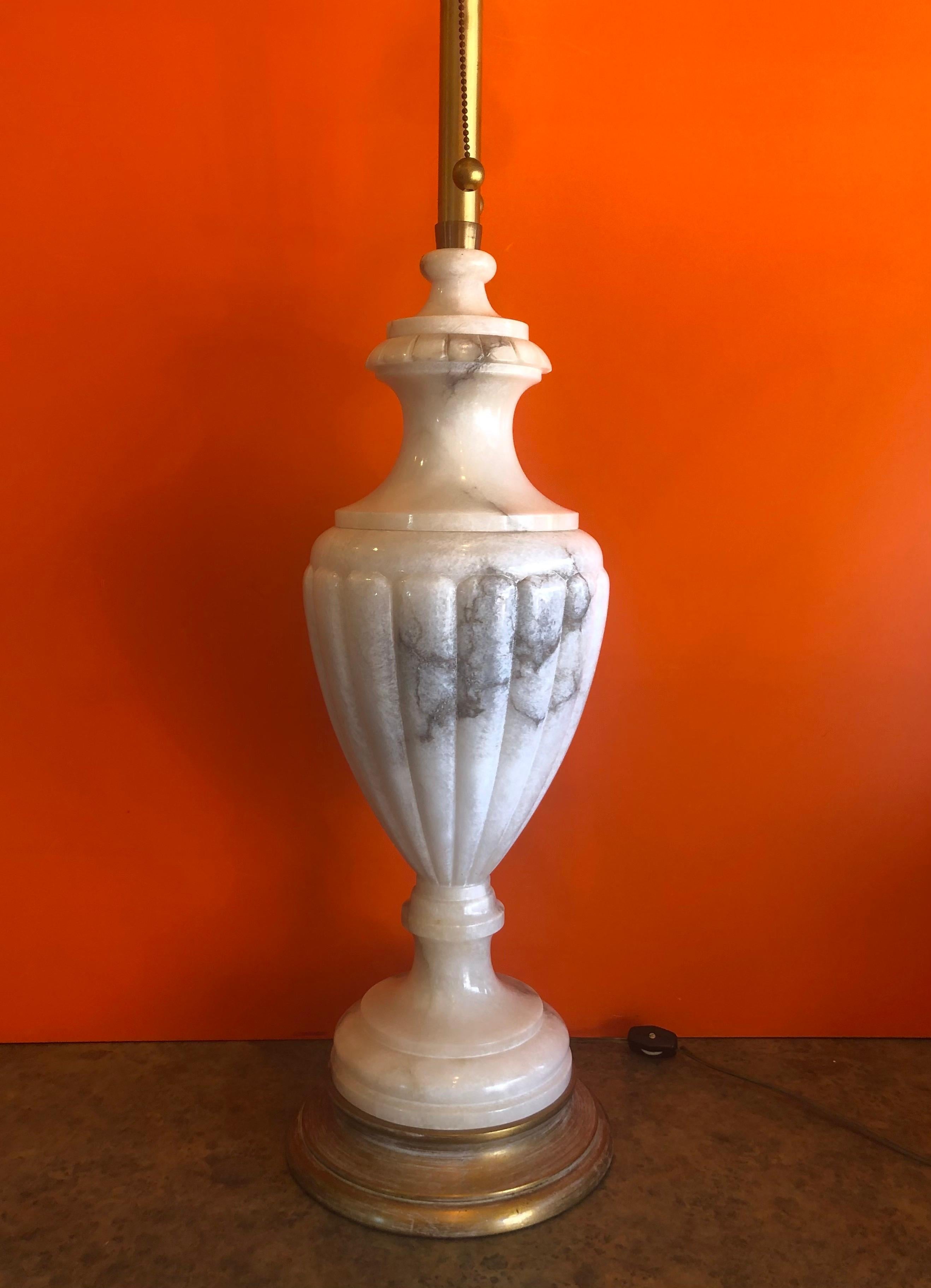 Monumental Midcentury Hand Carved Marble Table Lamp by Marbro Lamp Company In Good Condition For Sale In San Diego, CA