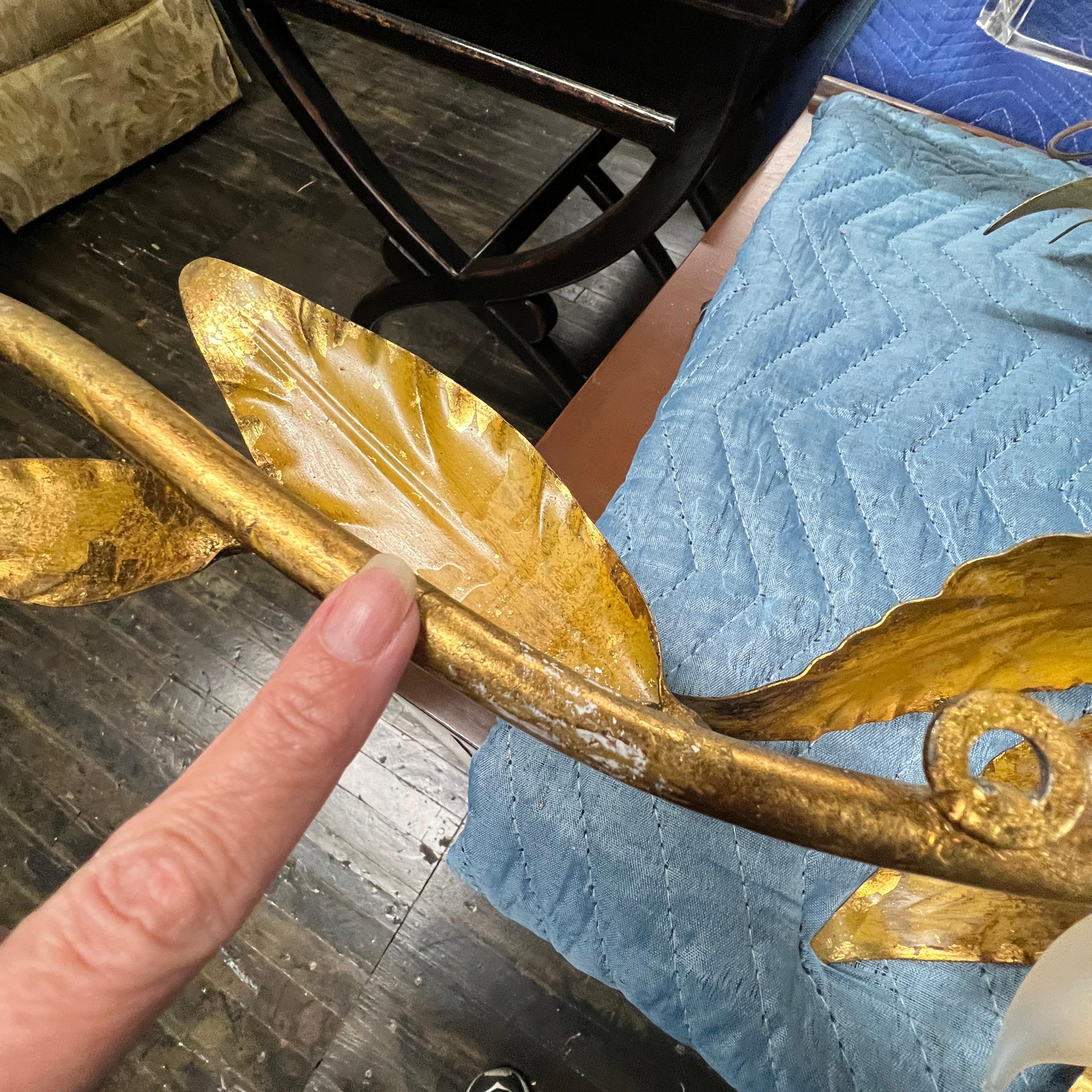 Monumental Mid-Century Hollywood Regency Gilded Wall Sconce By Hans Kogl For Sale 2