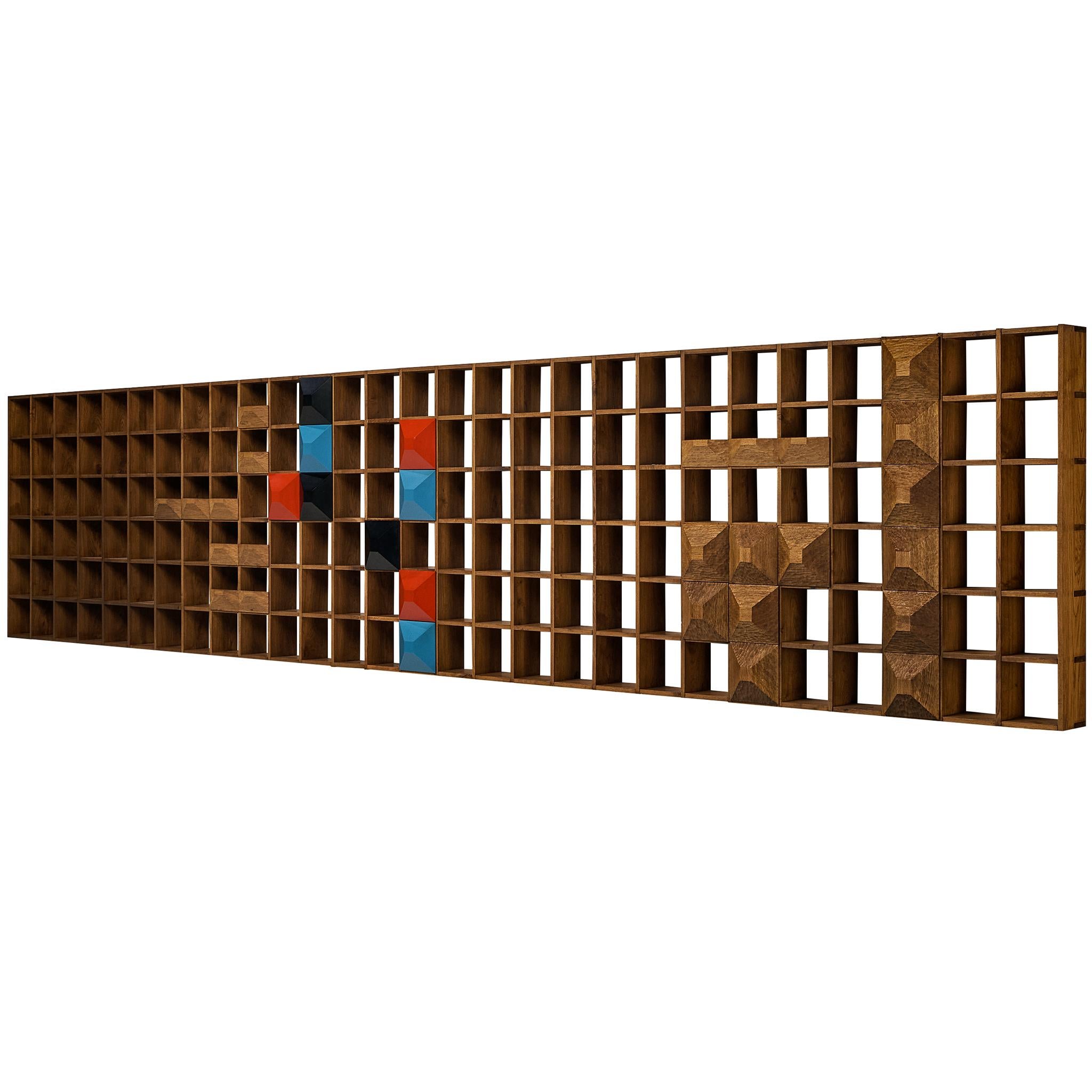 Monumental Mid-Century Italian Wall Unit in Oak (560cm/220in)