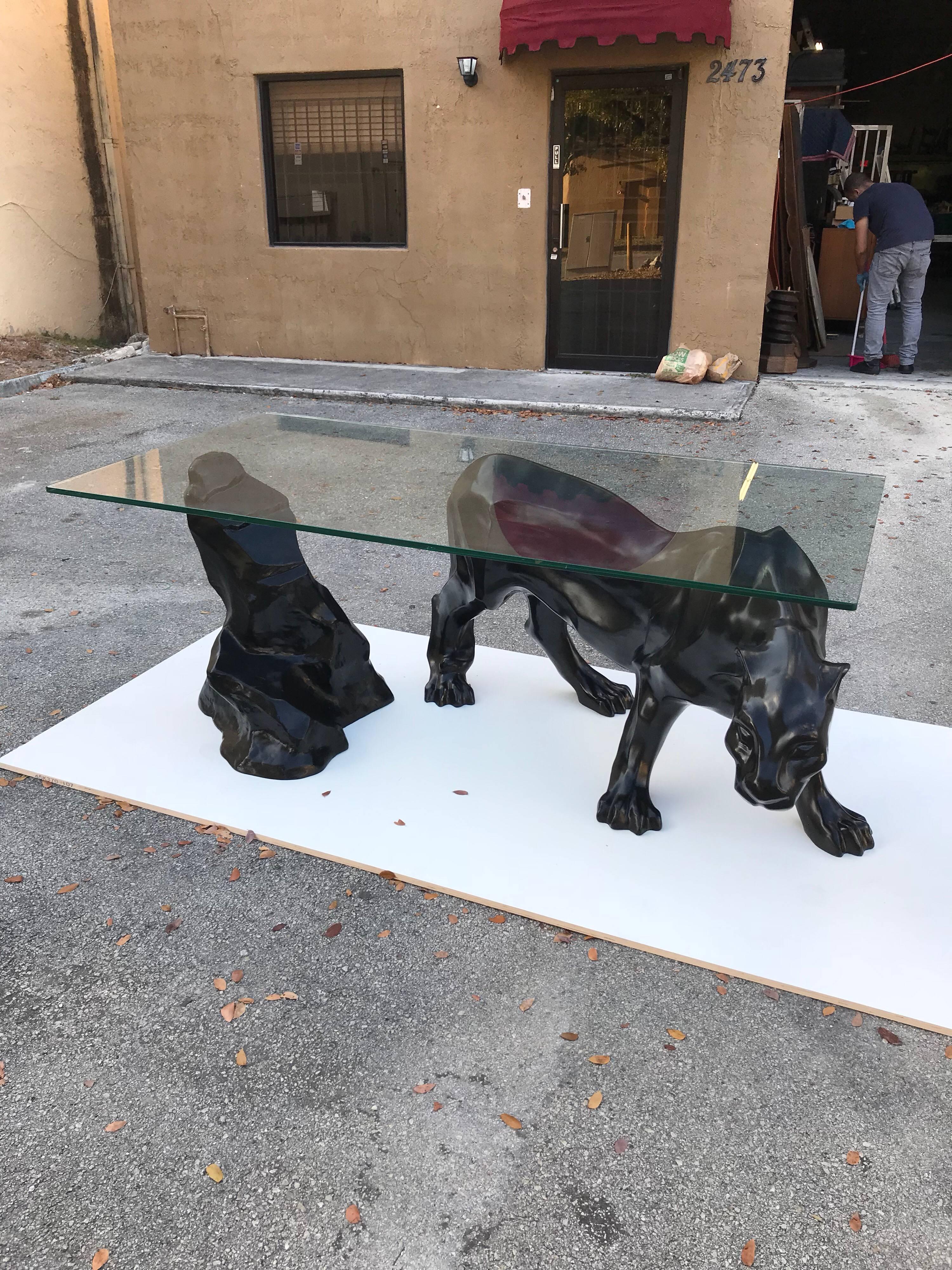 Monumental Mid-Century Modern Black Panther Centre Table or Console Table 3