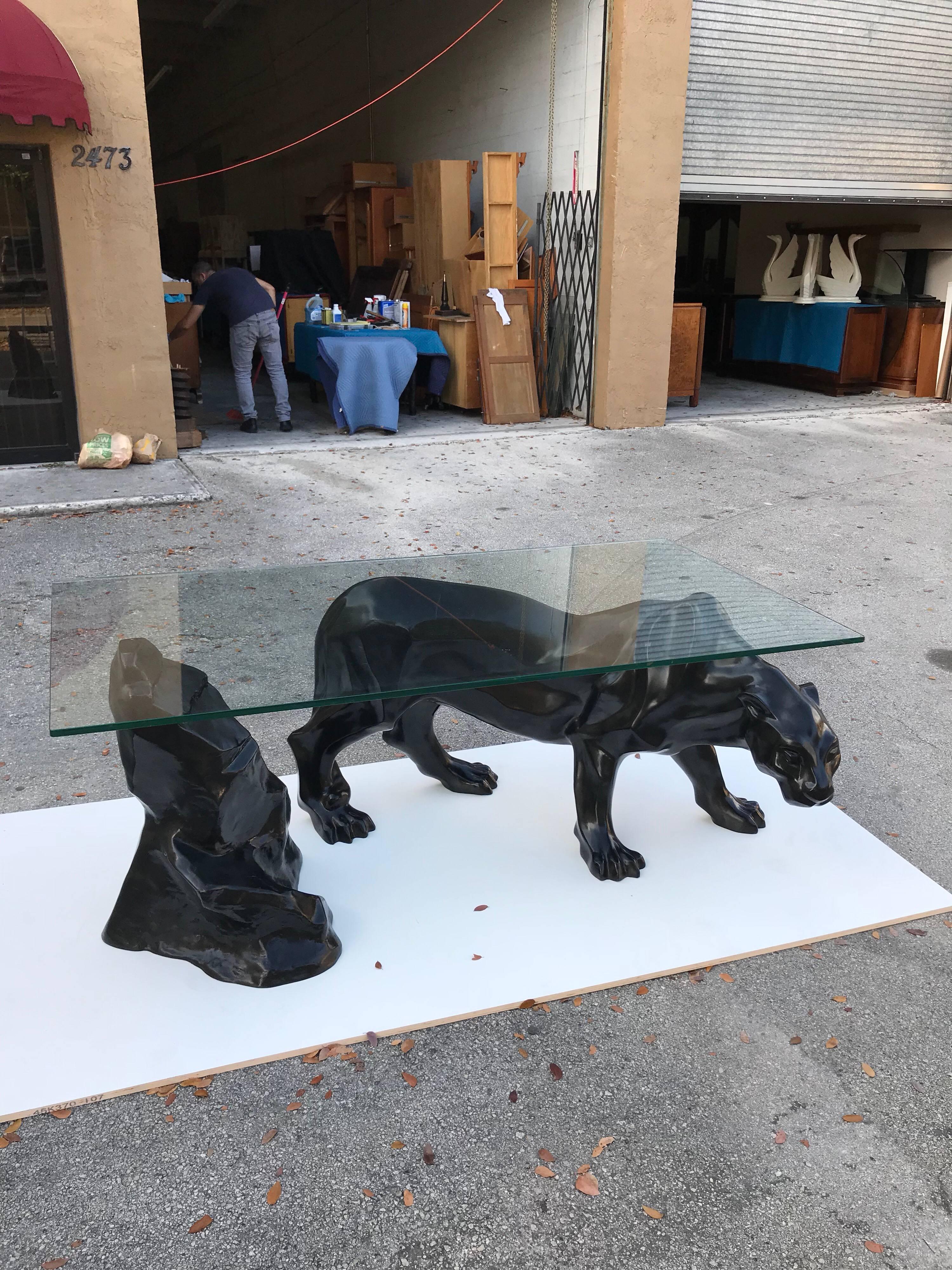 Monumental Mid-Century Modern Black Panther Centre Table or Console Table 4