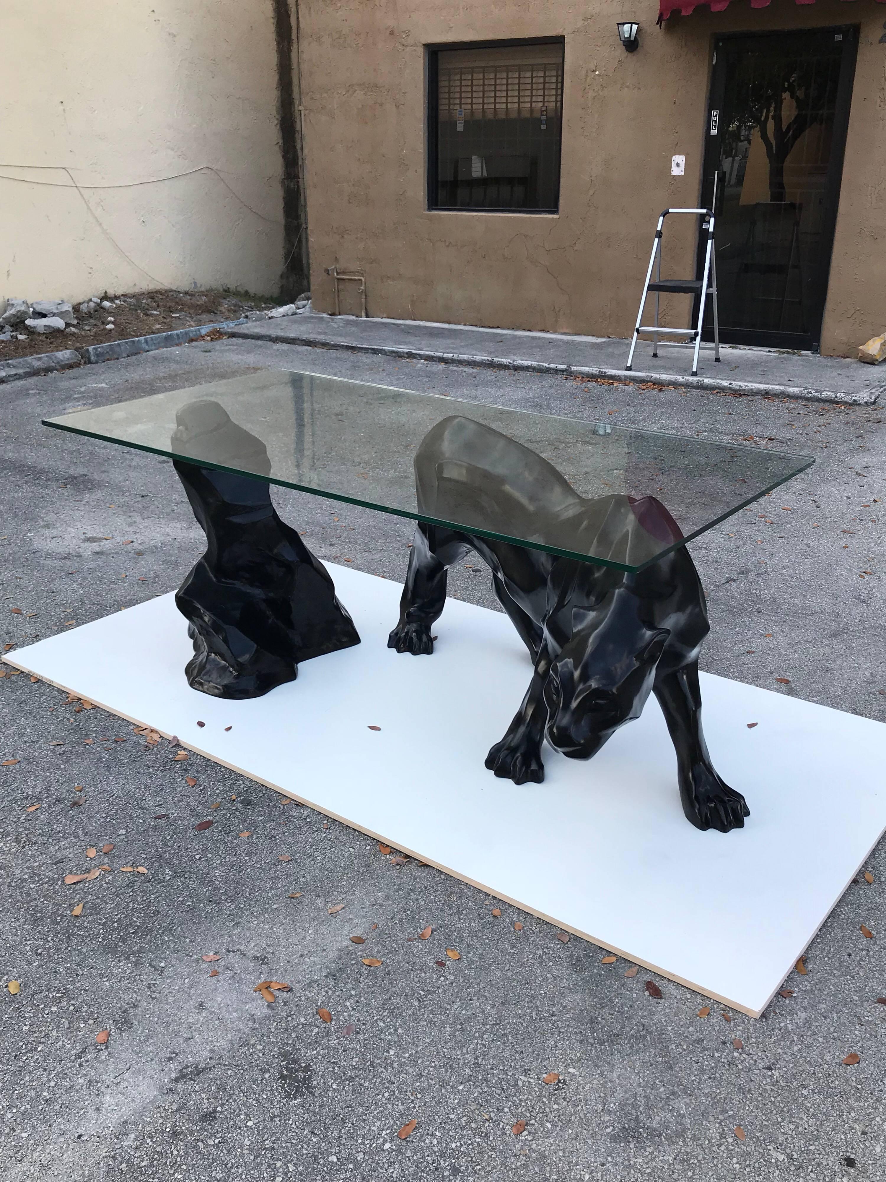 Monumental Mid-Century Modern Black Panther Centre Table or Console Table In Excellent Condition In Hialeah, FL
