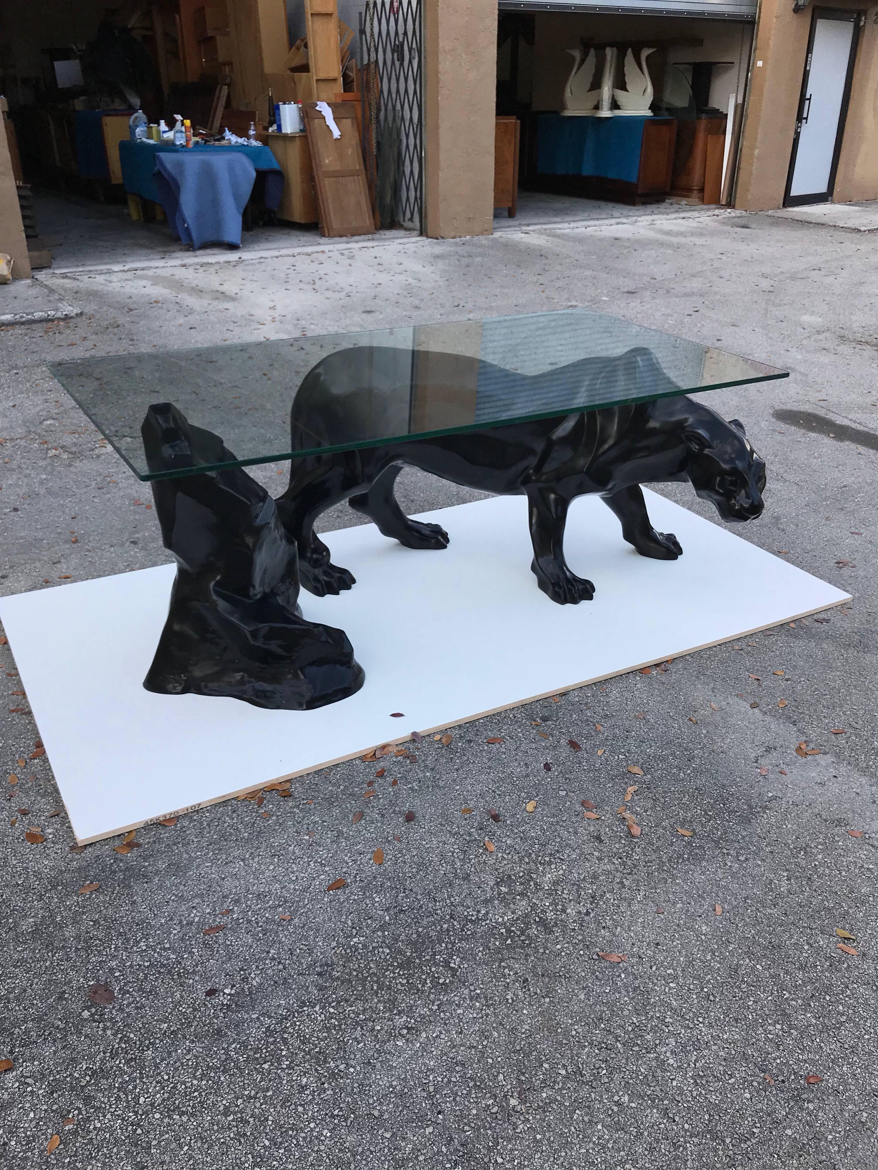 Late 20th Century Monumental Mid-Century Modern Black Panther Centre Table or Console Table