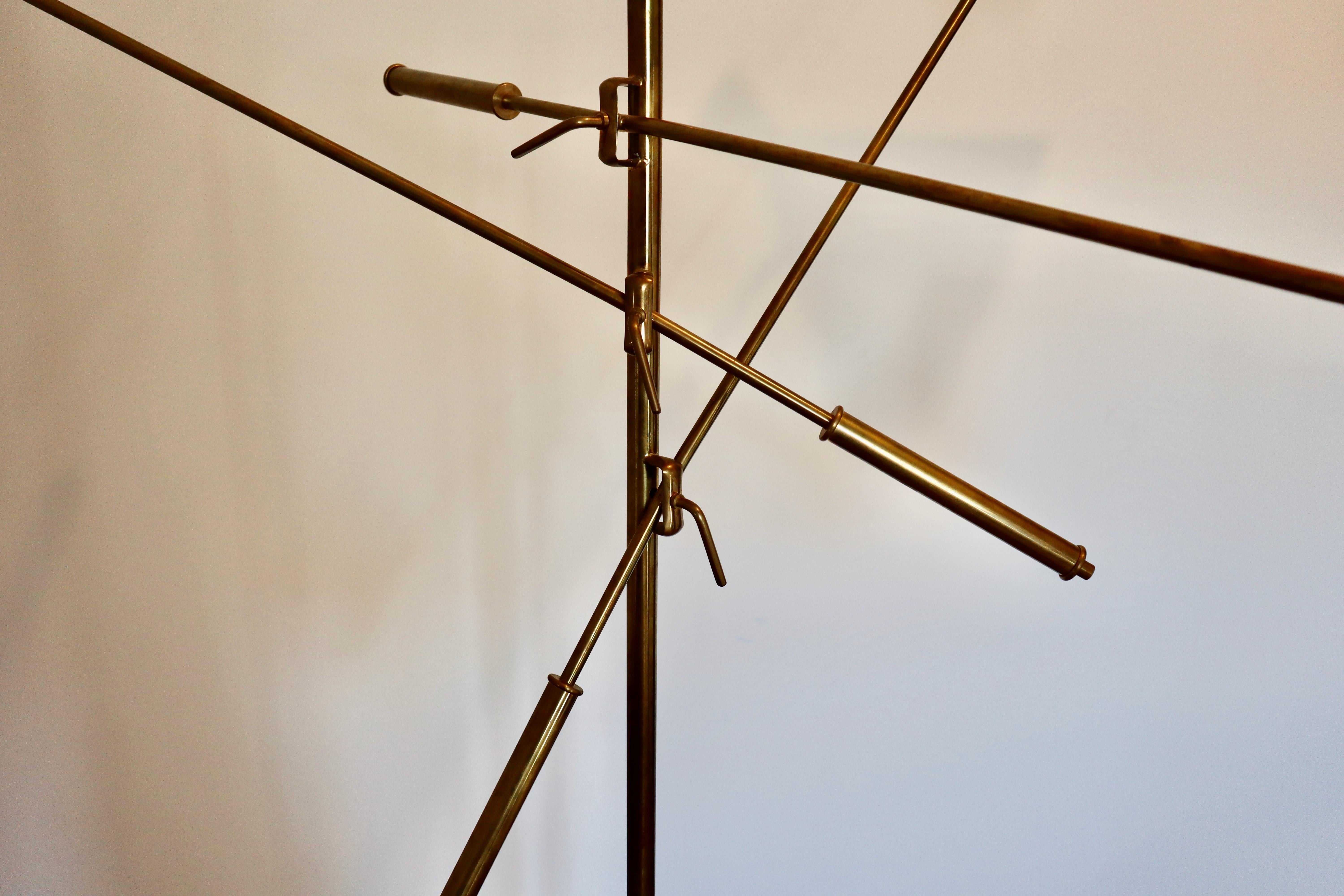 Monumental Mid Century Modern Brass Floor Lamp, Lelli, Ponti, Royère style In Good Condition For Sale In Grand Cayman, KY