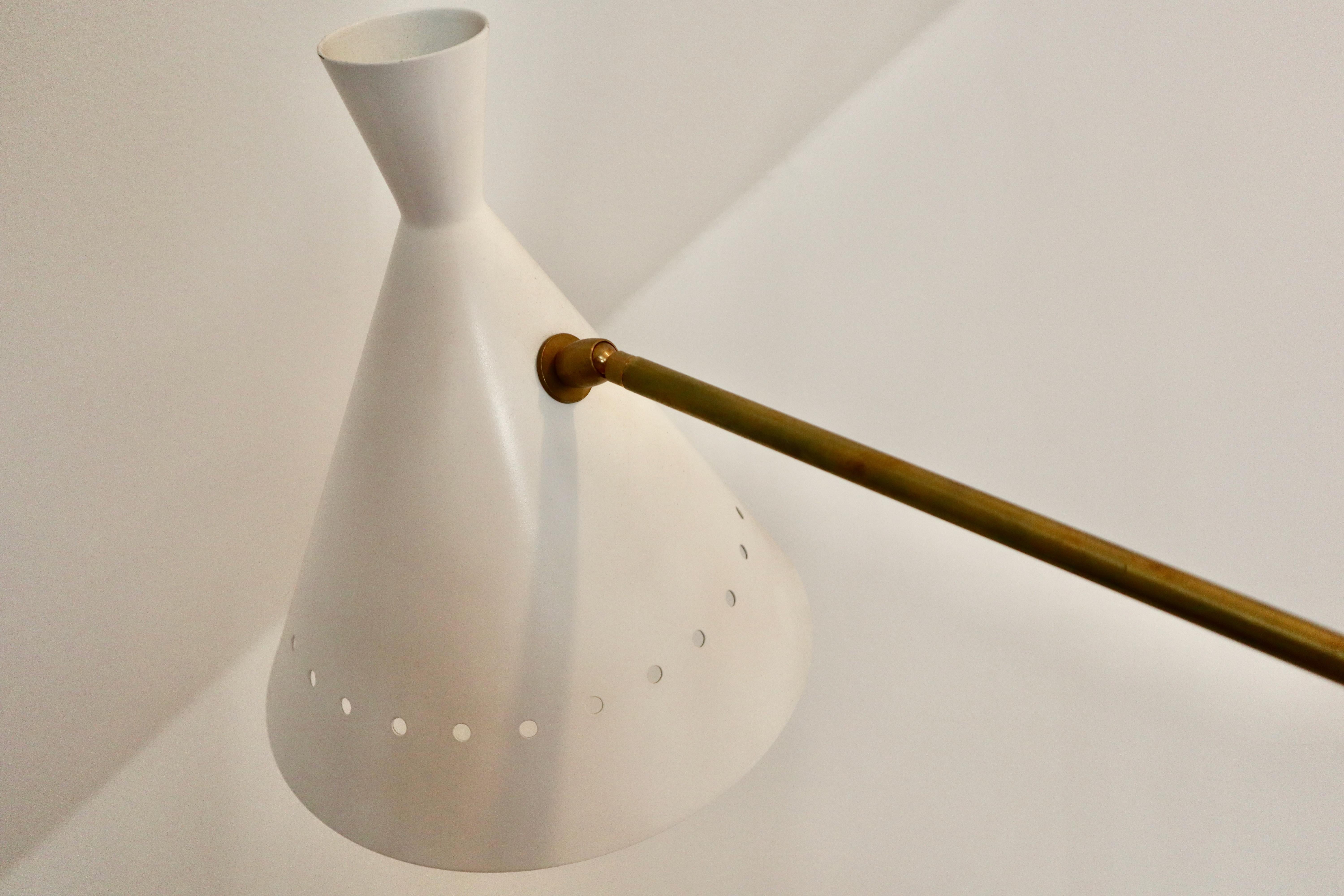 20th Century Monumental Mid Century Modern Brass Floor Lamp, Lelli, Ponti, Royère style For Sale