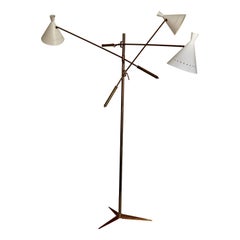 Monumentale Mid Century Modern Stehleuchte aus Messing, Lelli, Ponti, Royère Stil