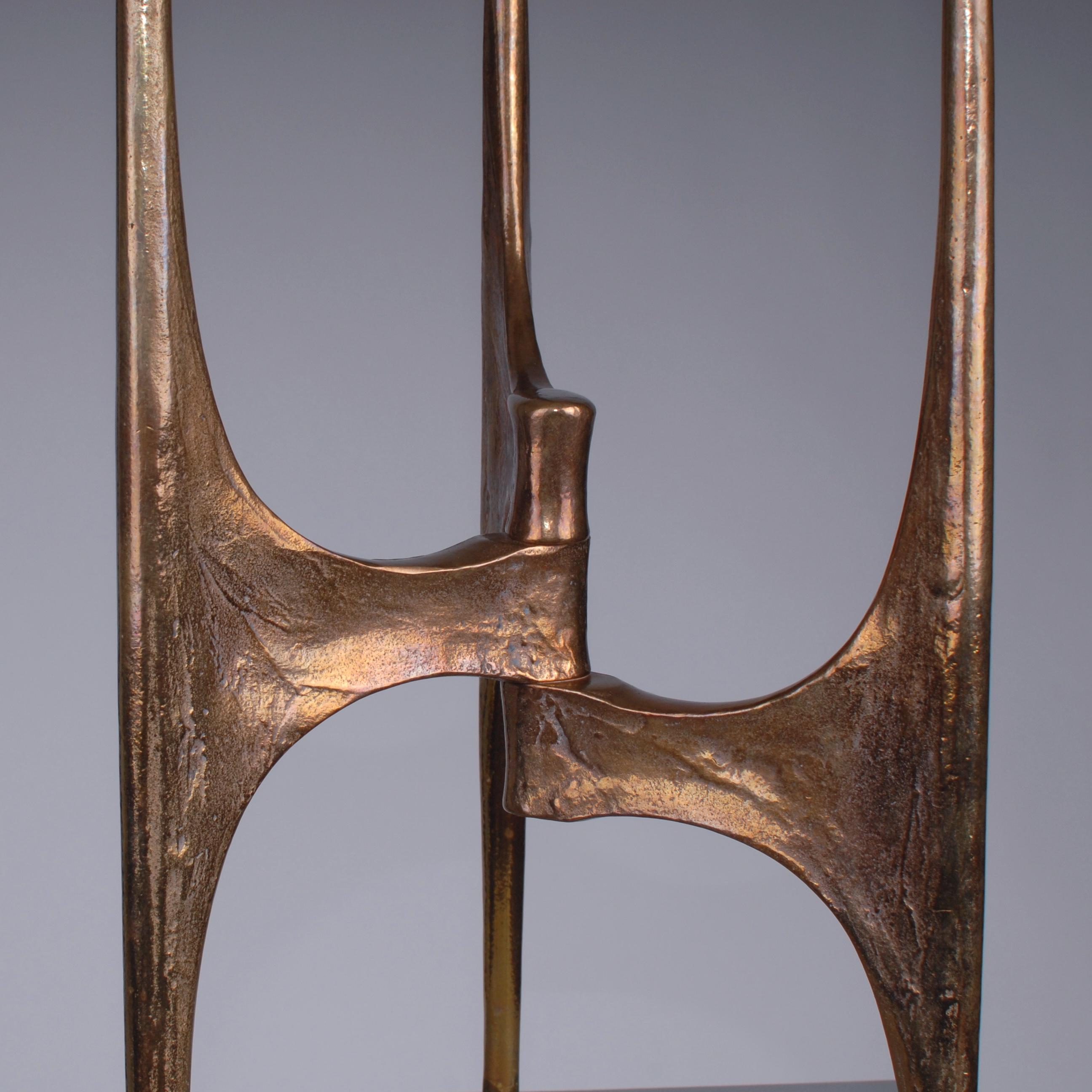 Molded Monumental Mid-Century Modern Bronze Candelabra by Harjes, Germany, Late 1970