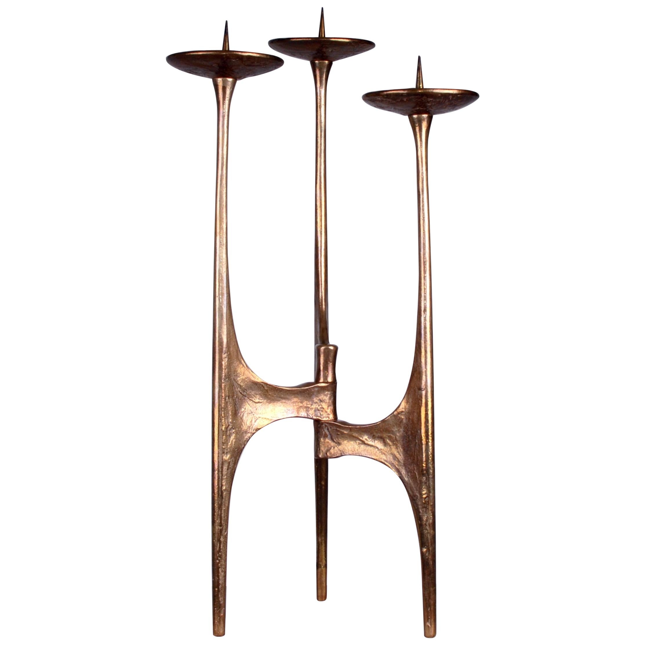 Monumental Mid-Century Modern Bronze Candelabra by Harjes, Germany, Late 1970