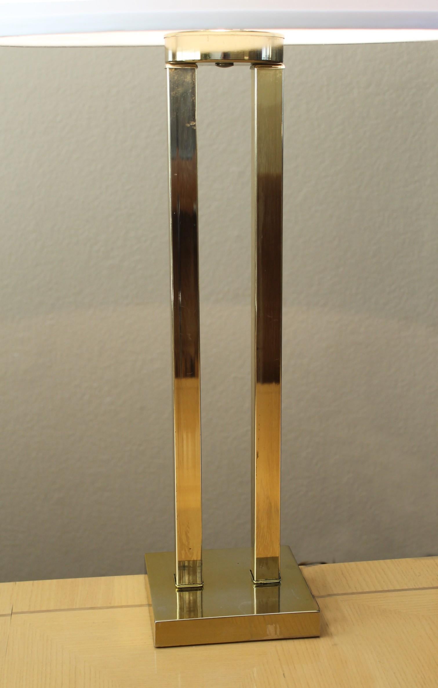 American Monumental Mid Century Modern Brushed Brass Laurel Lamp Richard Barr Rare Design For Sale