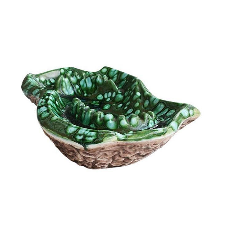 American Monumental Mid-Century Modern Ceramic Malachite Look Green Ashtray or Catchall For Sale