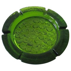 Large Scale Mid-Century Modern Emerald Green Blenko Glass Ashtray