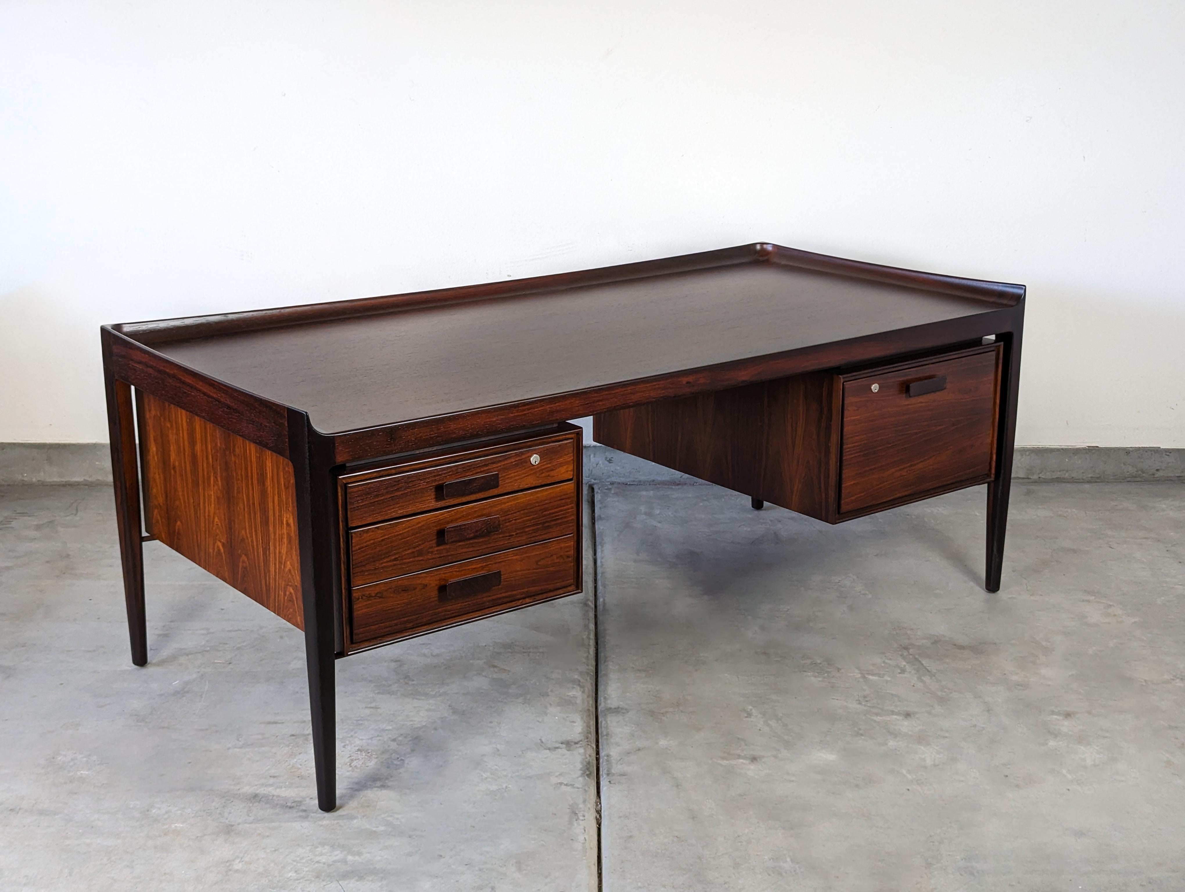 Mid-Century Modern Monumental Mid Century Modern Executive Rosewood Scandinavian Desk, c1960s For Sale