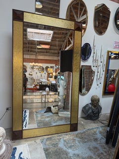 Monumental Mid-Century Modern Gilt & Walnut Wall Mirror