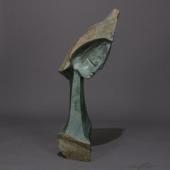 Monumental Mid-Century Modern Hand Carved Serpentine Sculpture of Woman