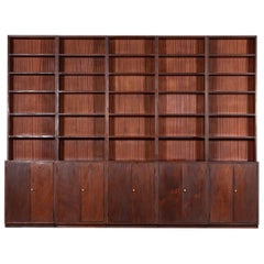 Monumental Mid Century Modern Mahogany Sectional Bookcase