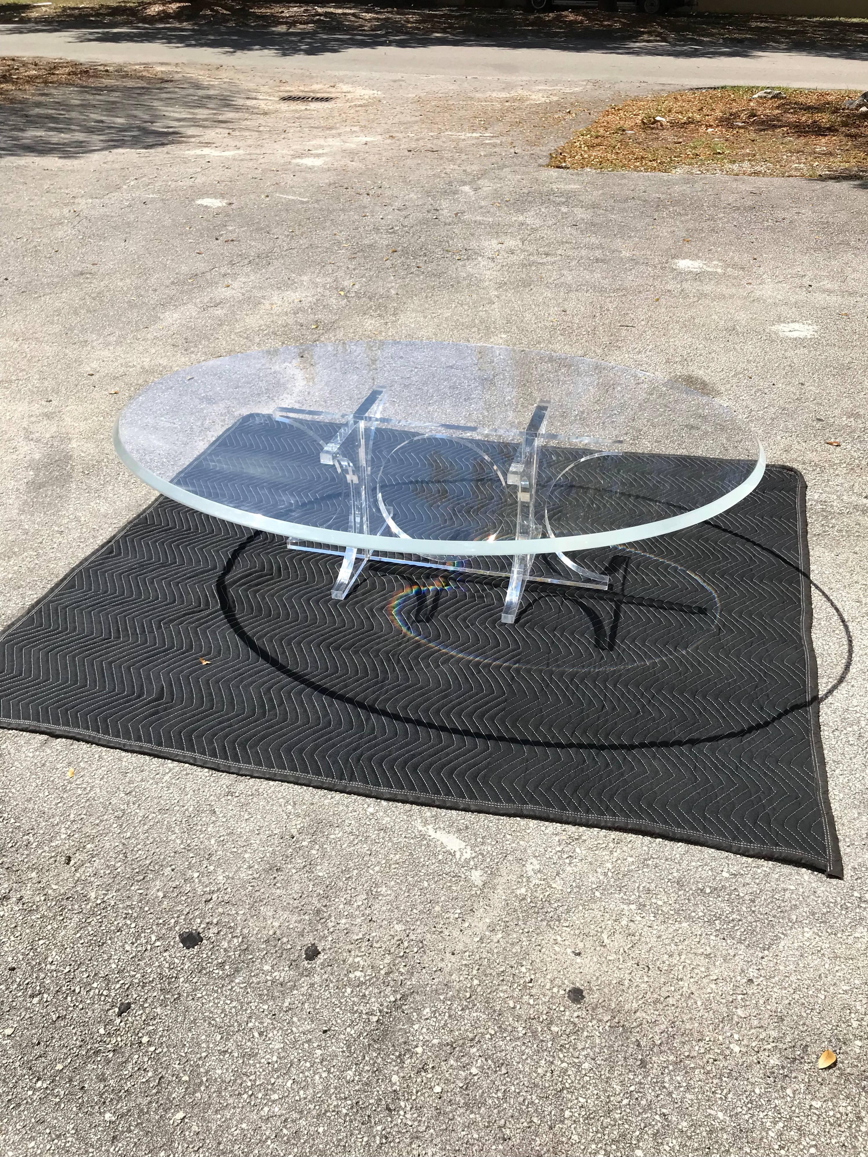 oval lucite coffee table