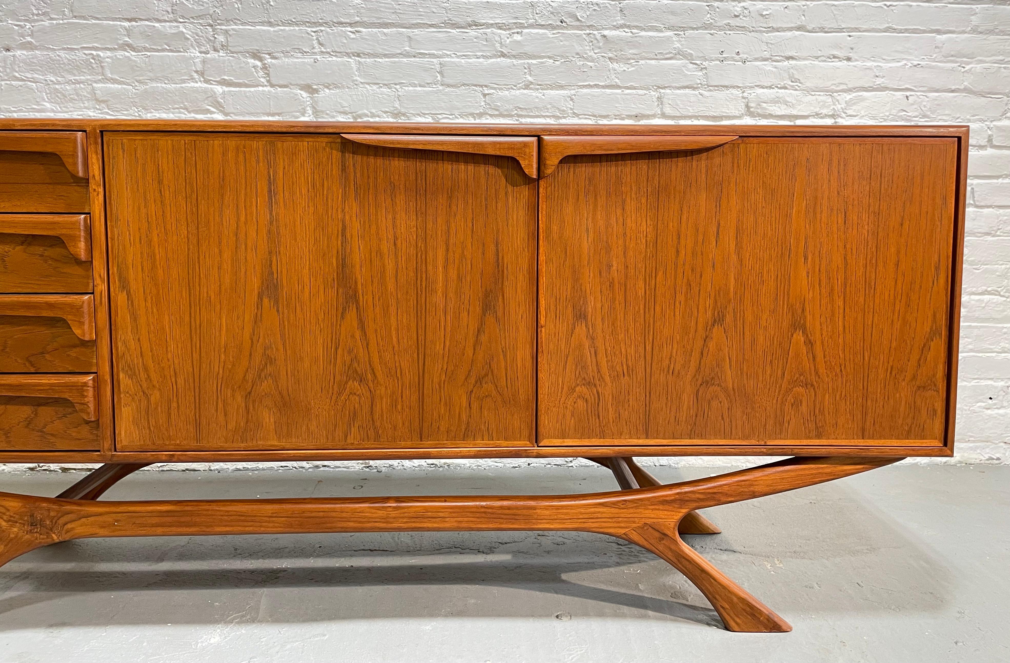 MONUMENTAL Mid Century Modern styled Teak CREDENZA media stand For Sale