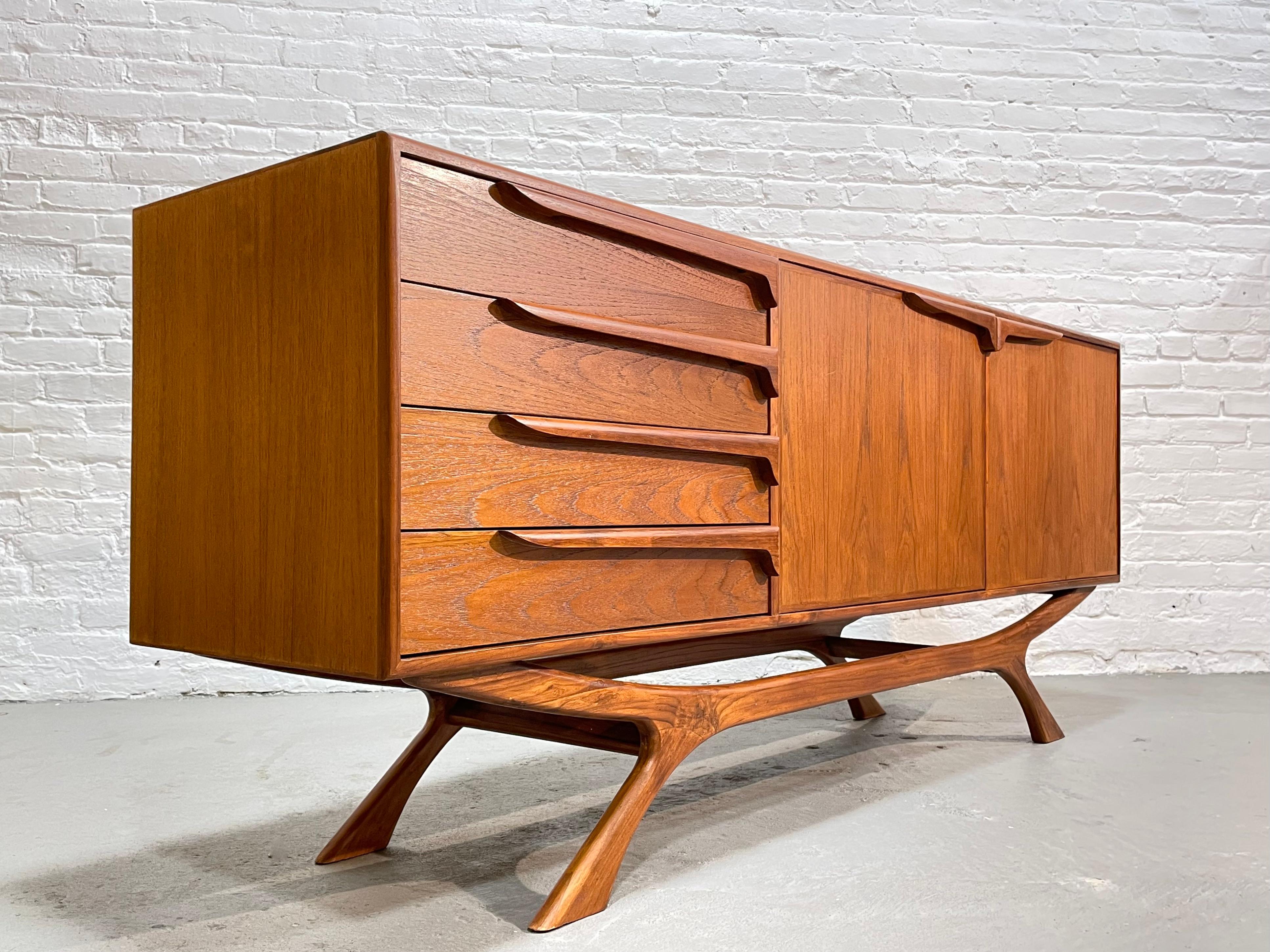 Contemporary MONUMENTAL Mid Century Modern styled Teak CREDENZA media stand For Sale