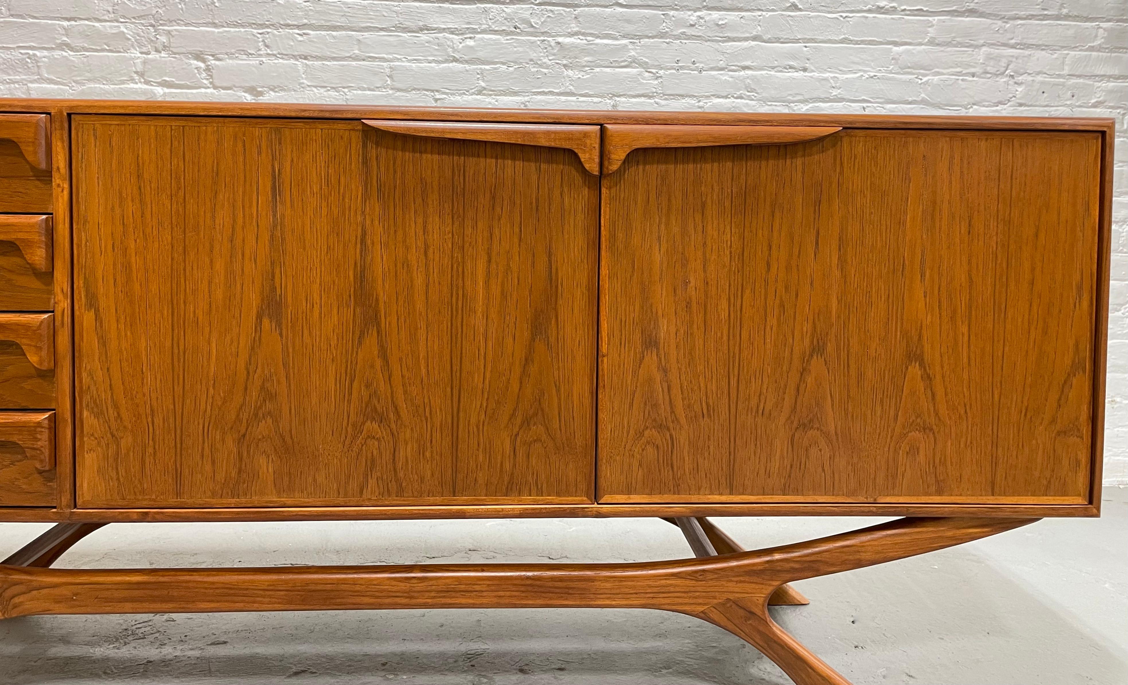 Wood MONUMENTAL Mid Century Modern styled Teak CREDENZA media stand For Sale