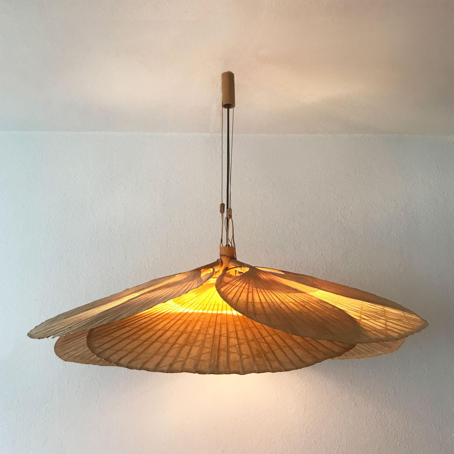 Monumental Mid Century Modern Uchiwa Fan Chandelier By