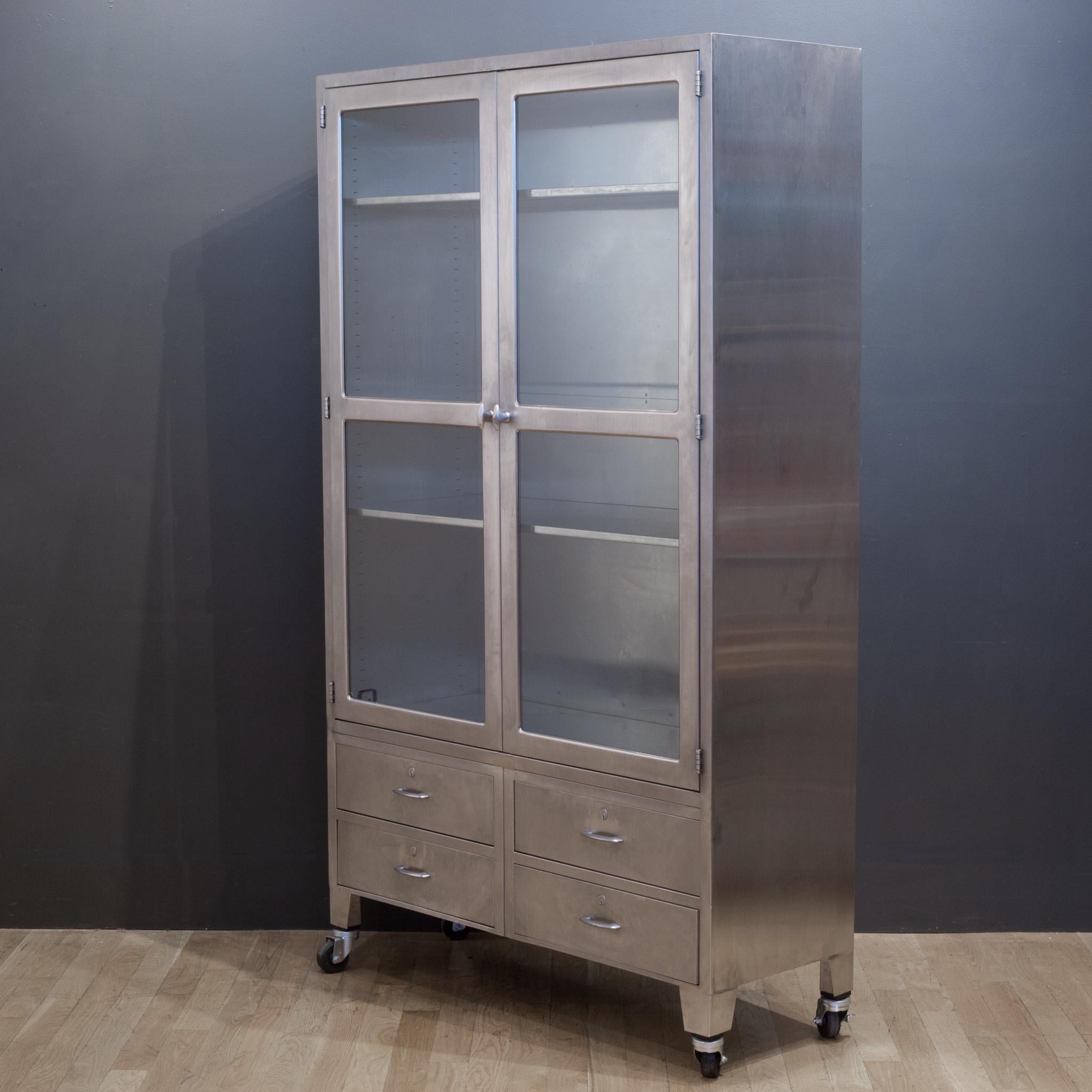 Mid-Century Modern Monumental Midcentury Stainless Steel Medical Cabinet, circa 1950