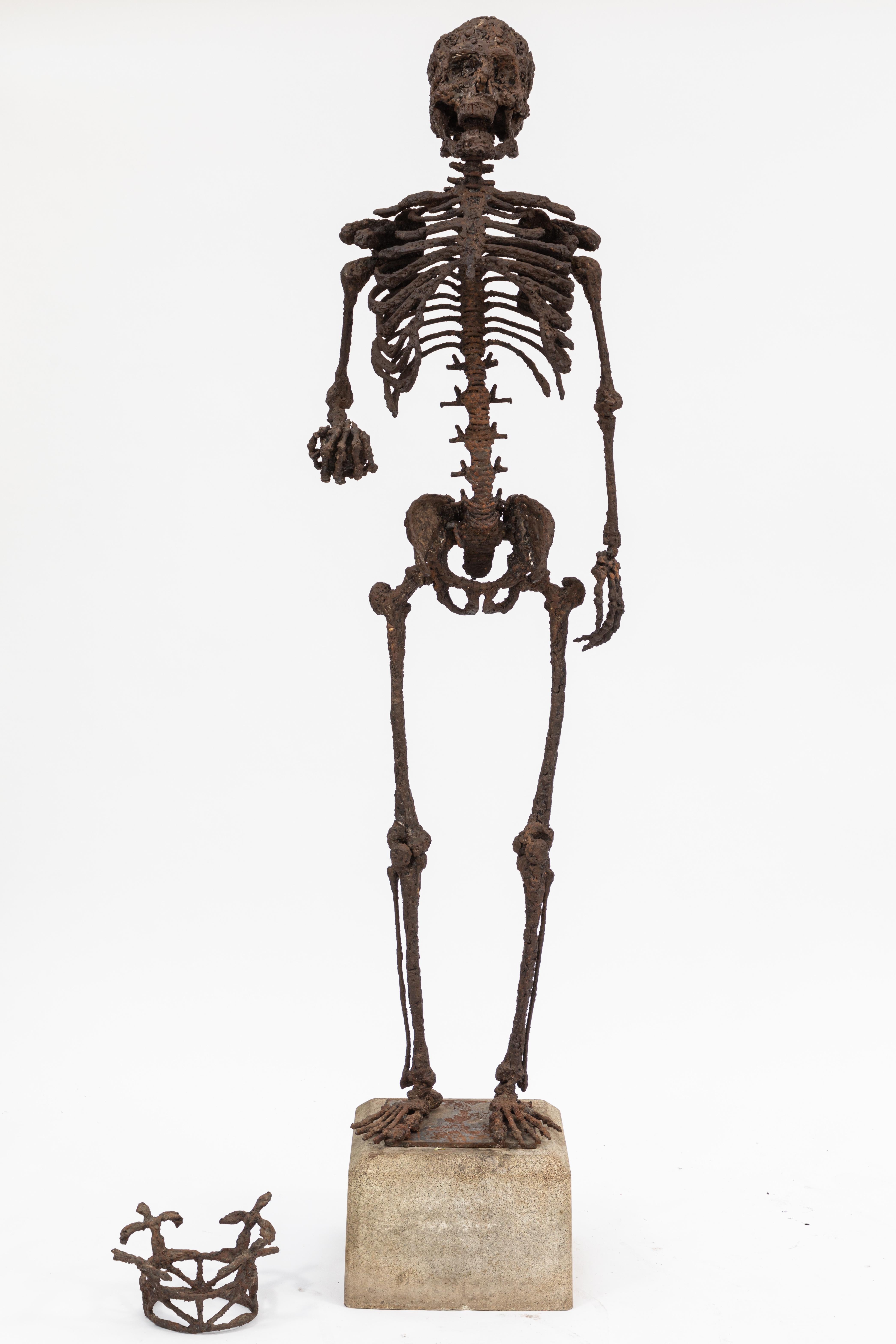 Monumental Midcentury Wrought Iron Skelton Statue In Good Condition For Sale In Los Angeles, CA