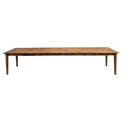 Monumental Mid-Century XXL Solid Pine Farmhouse Table – 1950s