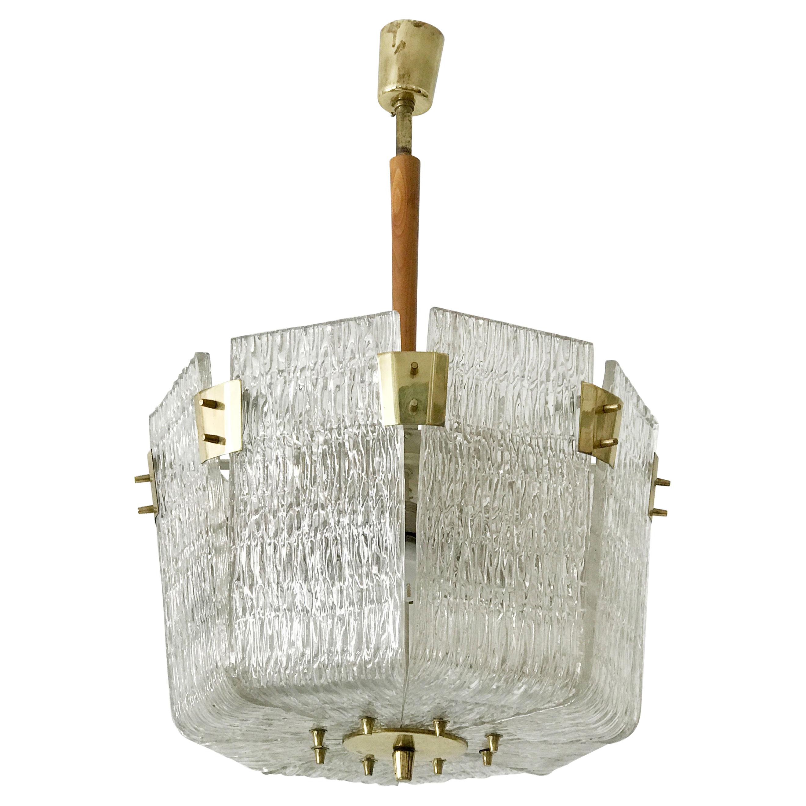 Monumental Midcentury Basket Chandelier or Pendant Lamp by J.T. Kalmar, 1950s For Sale