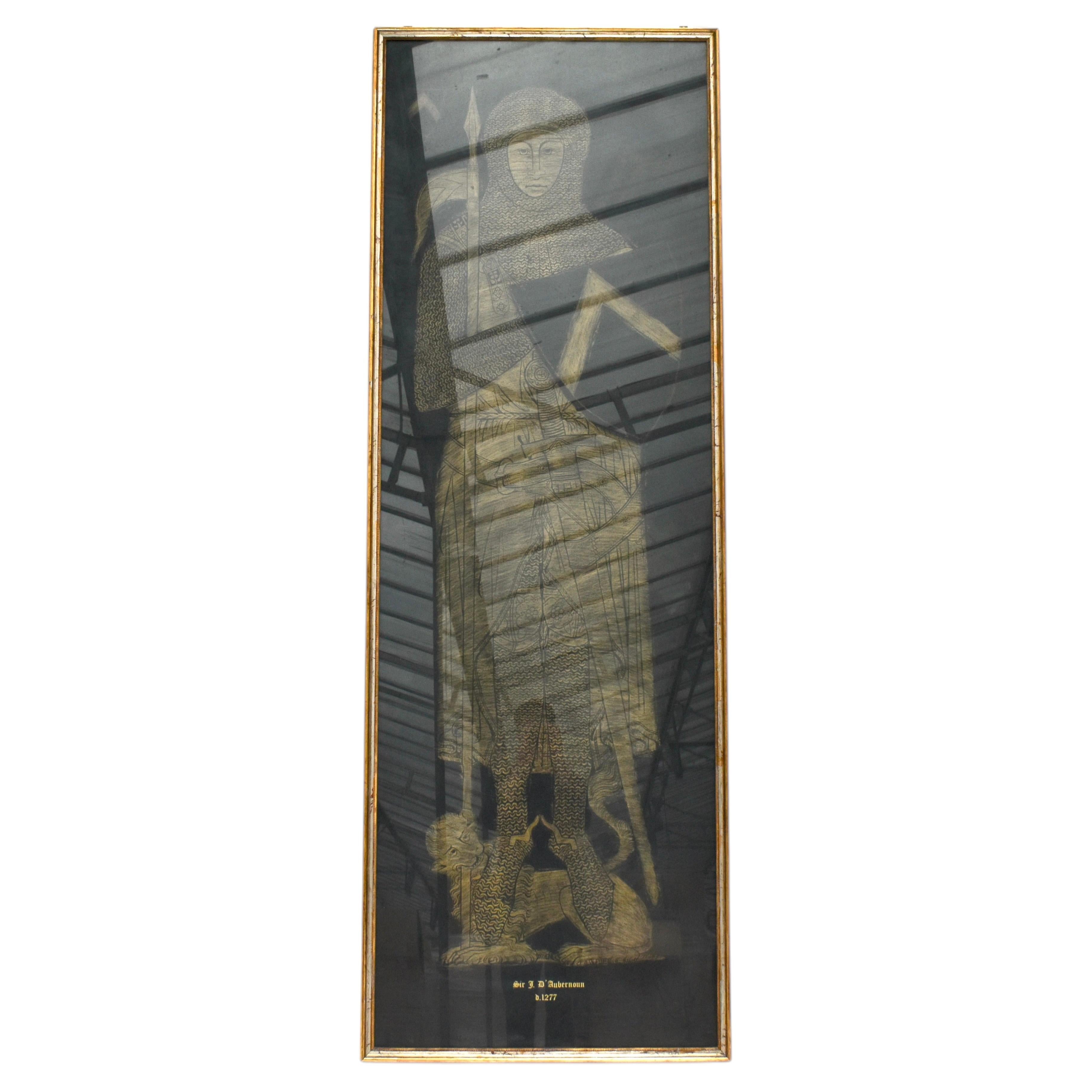 Monumentale Messingabreibung eines mittelalterlichen Ritters Sir John D'Aubernoun aus der Mitte des Jahrhunderts