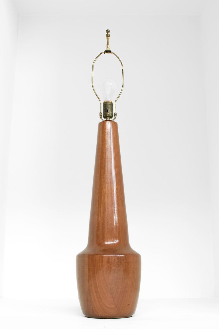 Monumental Midcentury Turned Wood Lamp For Sale at 1stDibs