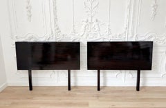 Monumental Minimalist Extendable Dining Table In High-Gloss Ebonized Hardwood