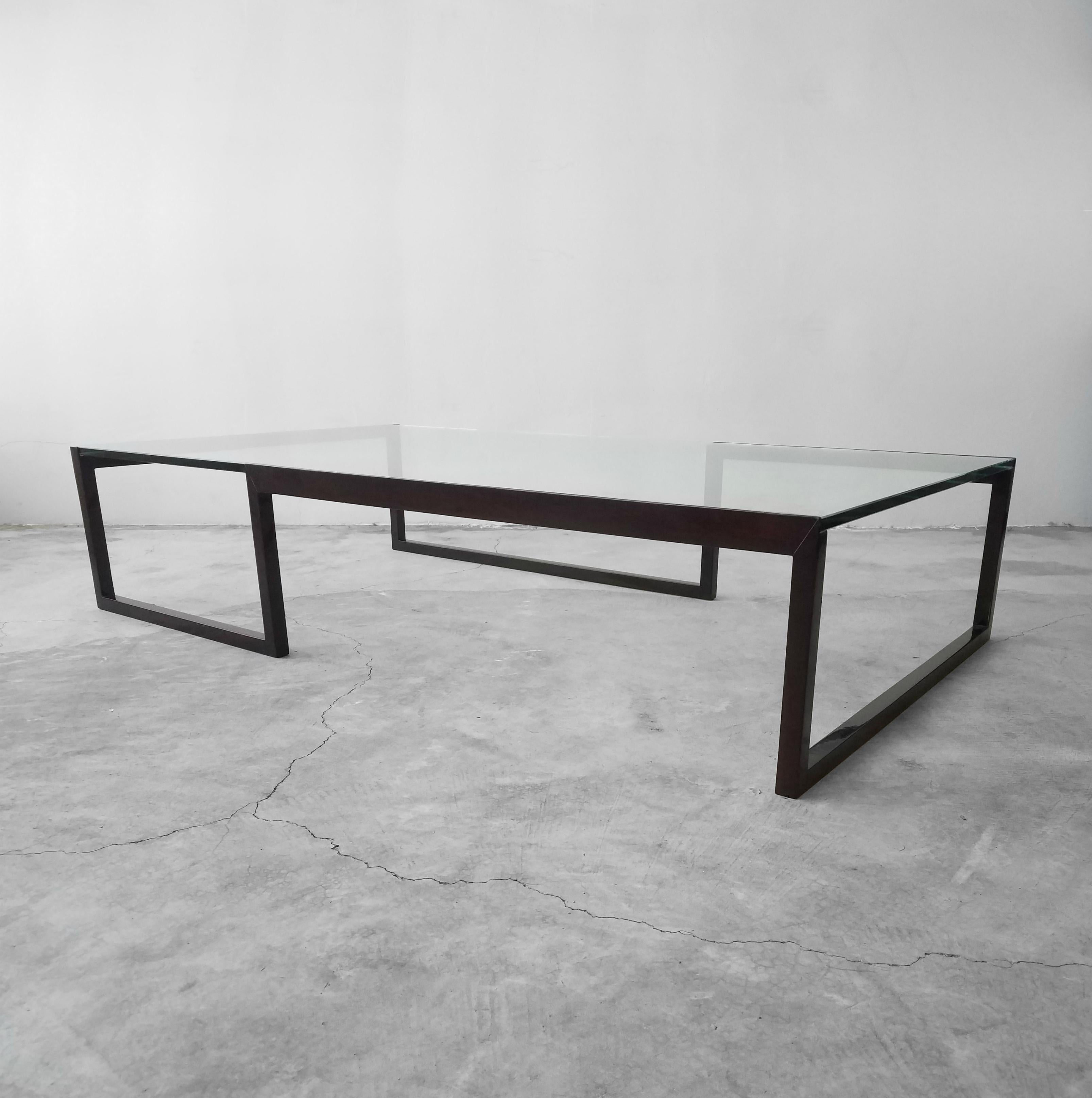 Minimaliste Table basse monumentale minimaliste en verre moderne en vente