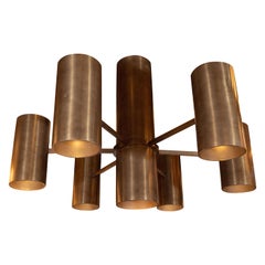 Monumental Minimalist Six-Arm Oil Rubbed Bronze Cylindrical Form Chandelier