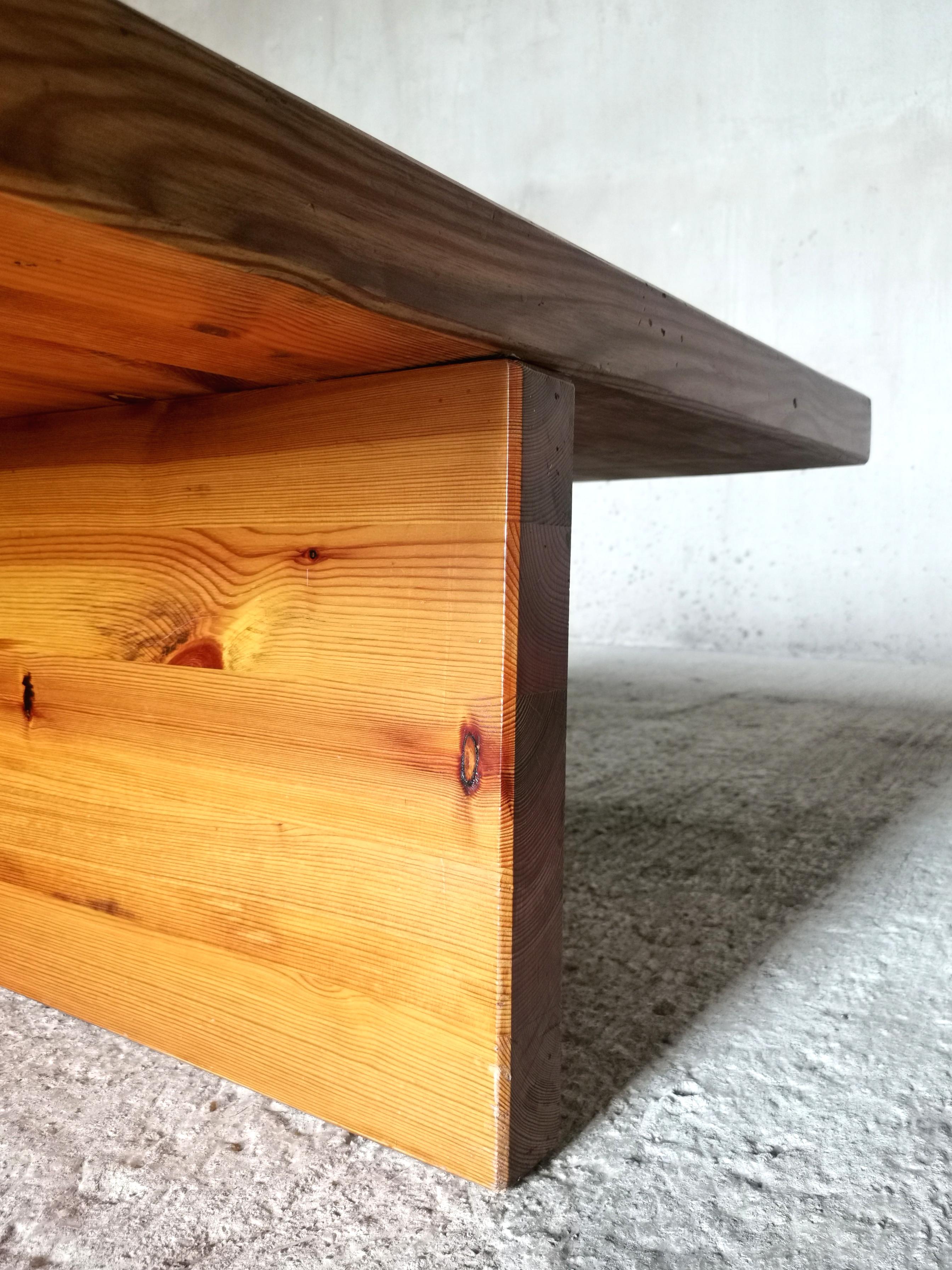 Monumental minimalist Sven Larsson Solid Pine Coffee Table Sweden, 1970s For Sale 6